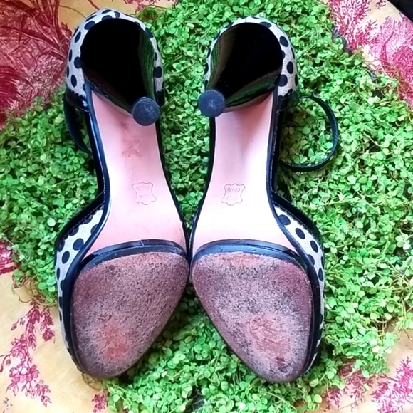 VIA SPIGA Peep Open Toe RETRO Spots Minnie White Polkadots Dance Heels EUC 8.5 - Picture 10 of 15